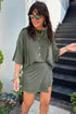 Solid Oversize Tee Tie Wrap Mini Skort Two Piece Set