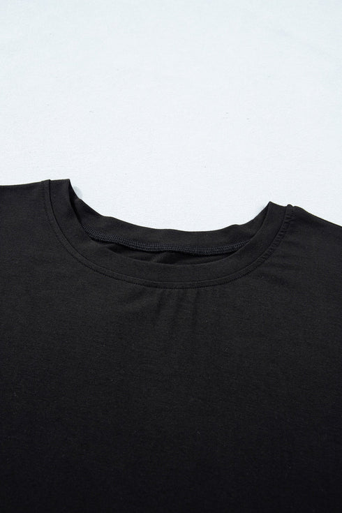 Solid Oversize Tee Tie Wrap Mini Skort Two Piece Set