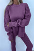 Solid Oversized Slit Sweatshirt Ribbed Leggings Pant Sets