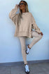 Solid Oversized Slit Sweatshirt Ribbed Leggings Pant Sets