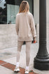 Solid Oversized Slit Sweatshirt Ribbed Leggings Pant Sets