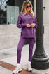 Solid Oversized Slit Sweatshirt Ribbed Leggings Pant Sets