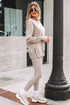 Solid Oversized Slit Sweatshirt Ribbed Leggings Pant Sets