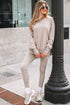 Solid Oversized Slit Sweatshirt Ribbed Leggings Pant Sets