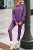 Solid Oversized Slit Sweatshirt Ribbed Leggings Pant Sets