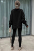 Solid Oversized Slit Sweatshirt Ribbed Leggings Pant Sets