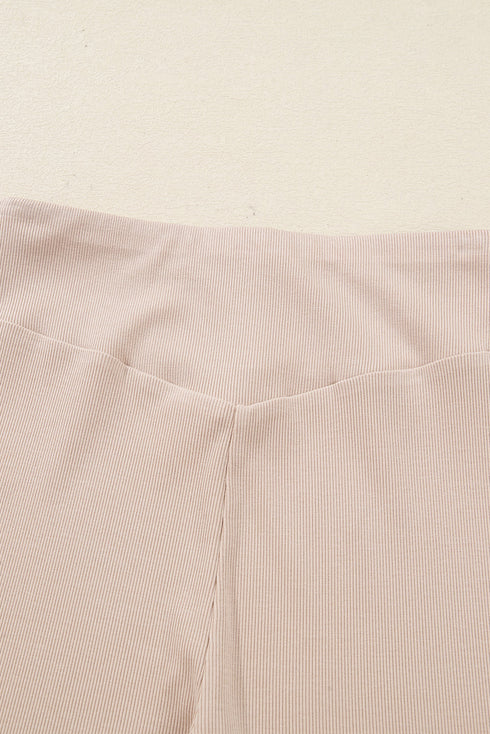 Solid Oversized Slit Sweatshirt Ribbed Leggings Pant Sets