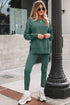 Solid Oversized Slit Sweatshirt Ribbed Leggings Pant Sets