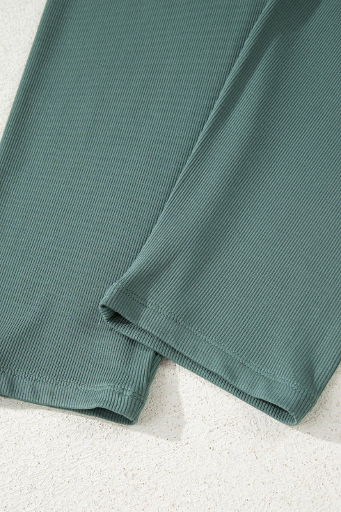 Solid Oversized Slit Sweatshirt Ribbed Leggings Pant Sets