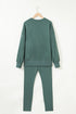 Solid Oversized Slit Sweatshirt Ribbed Leggings Pant Sets