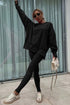 Solid Oversized Slit Sweatshirt Ribbed Leggings Pant Sets