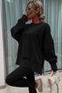 Solid Oversized Slit Sweatshirt Ribbed Leggings Pant Sets