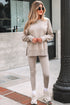 Solid Oversized Slit Sweatshirt Ribbed Leggings Pant Sets