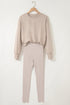 Solid Oversized Slit Sweatshirt Ribbed Leggings Pant Sets