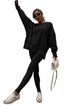 Solid Oversized Slit Sweatshirt Ribbed Leggings Pant Sets