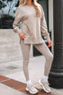 Solid Oversized Slit Sweatshirt Ribbed Leggings Pant Sets