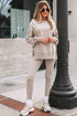 Solid Oversized Slit Sweatshirt Ribbed Leggings Pant Sets