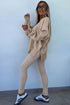 Solid Oversized Slit Sweatshirt Ribbed Leggings Pant Sets