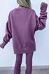 Solid Oversized Slit Sweatshirt Ribbed Leggings Pant Sets