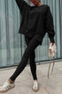 Solid Oversized Slit Sweatshirt Ribbed Leggings Pant Sets
