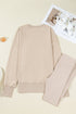 Solid Oversized Slit Sweatshirt Ribbed Leggings Pant Sets