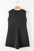 Solid Pintuck Tie V Neck Sleeveless Loose Romper