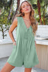 Solid Pintuck Tie V Neck Sleeveless Loose Romper
