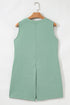 Solid Pintuck Tie V Neck Sleeveless Loose Romper
