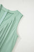 Solid Pintuck Tie V Neck Sleeveless Loose Romper