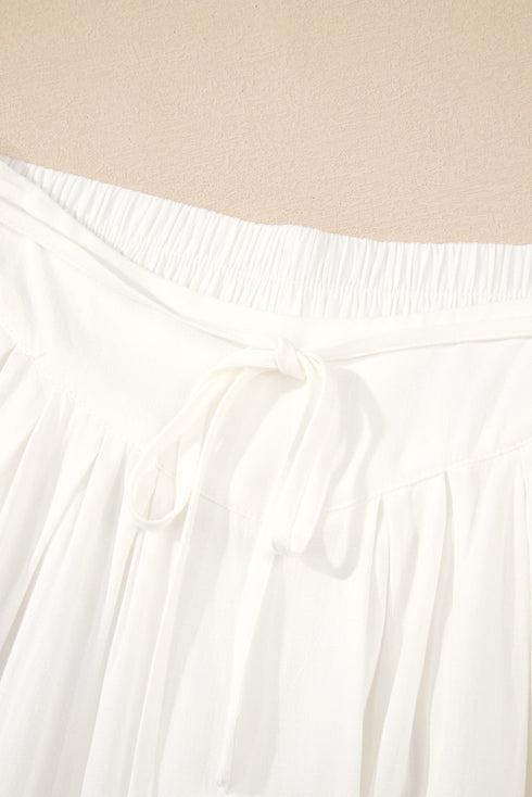 Solid Pleated Drop Waist Wide Leg Pants