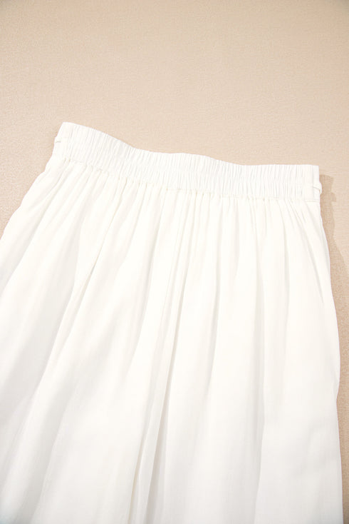 Solid Pleated Drop Waist Wide Leg Pants