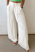 Solid Pleated Drop Waist Wide Leg Pants
