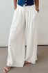Solid Pleated Drop Waist Wide Leg Pants