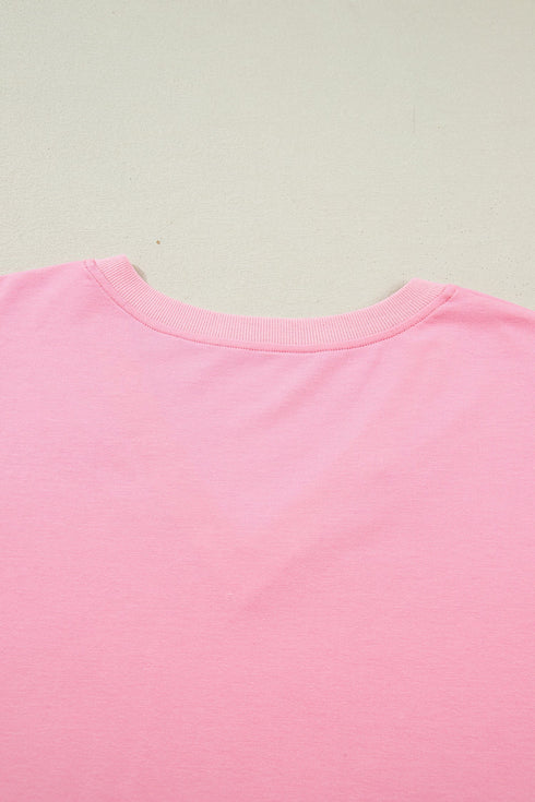 Solid Pleated V Neck Short Puff Sleeve Blouse