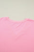 Solid Pleated V Neck Short Puff Sleeve Blouse