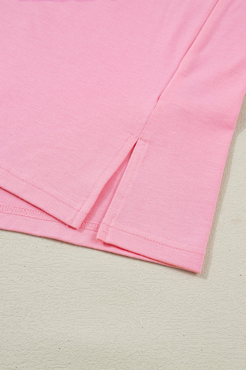 Solid Pleated V Neck Short Puff Sleeve Blouse