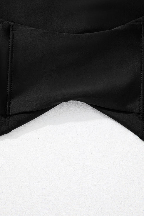 Solid Pocketed Crossover High Waist Swim Skort