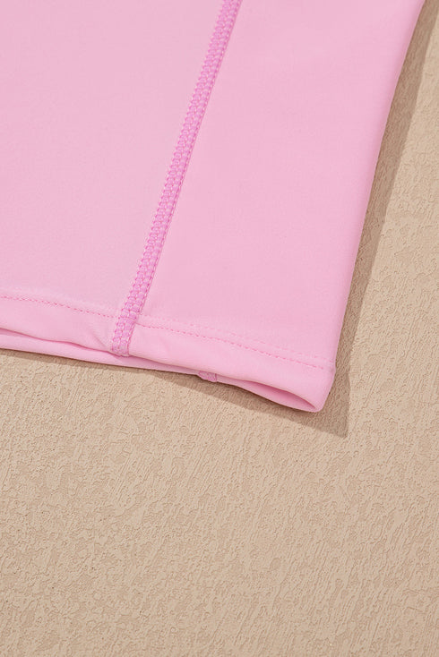 Solid Pocketed Crossover High Waist Swim Skort