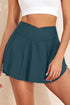 Solid Pocketed Crossover High Waist Swim Skort