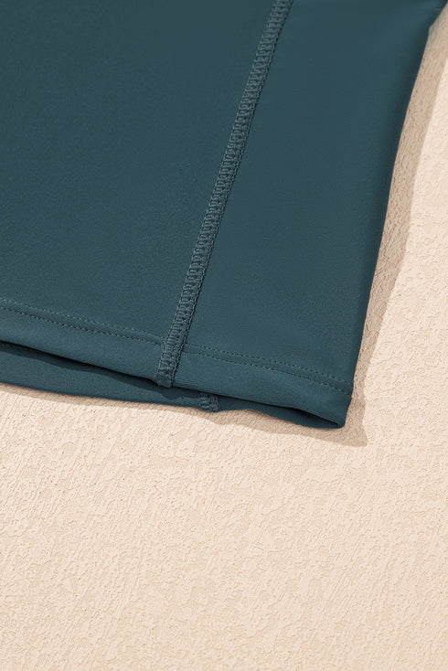 Solid Pocketed Crossover High Waist Swim Skort