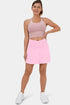 Solid Pocketed Crossover High Waist Swim Skort