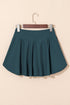 Solid Pocketed Crossover High Waist Swim Skort