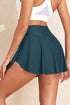 Solid Pocketed Crossover High Waist Swim Skort
