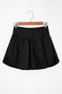 Solid Pocketed Crossover High Waist Swim Skort