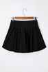 Solid Pocketed Crossover High Waist Swim Skort