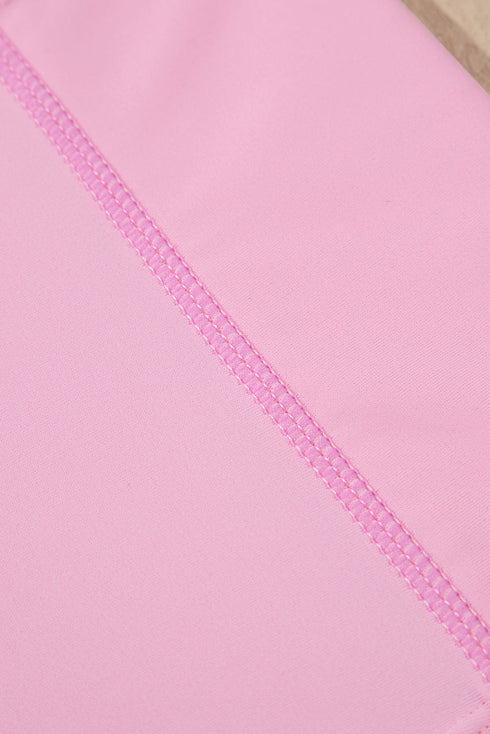 Solid Pocketed Crossover High Waist Swim Skort