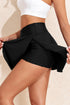 Solid Pocketed Crossover High Waist Swim Skort