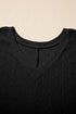 Solid Pointelle Rhombus Knit V Neck Loose Top