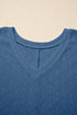 Solid Pointelle Rhombus Knit V Neck Loose Top