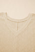 Solid Pointelle Rhombus Knit V Neck Loose Top